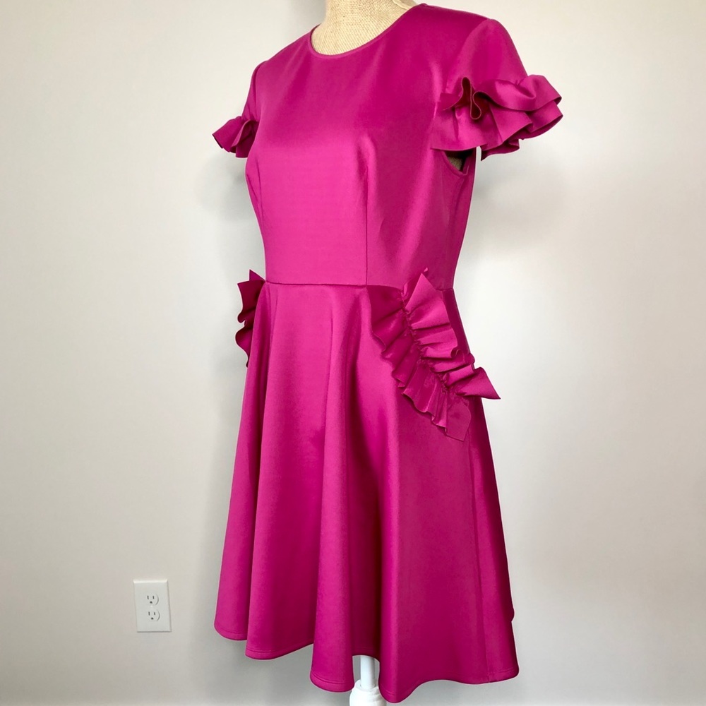 TED BAKER Pink Ruffle Cocktail Dress Luuciee - Picture 8 of 13